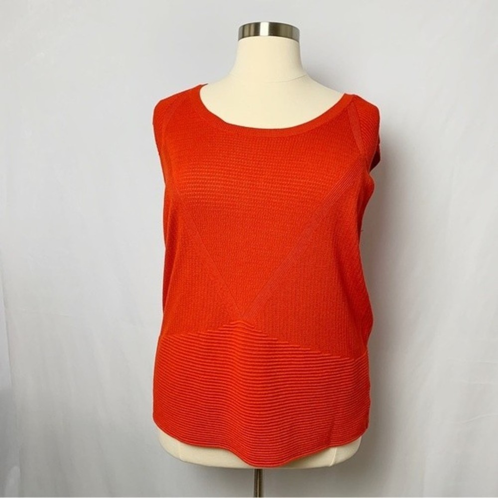 Lane Bryant Size 26/28 Red Rayon Blend Eyelet Sleeveless Sweater